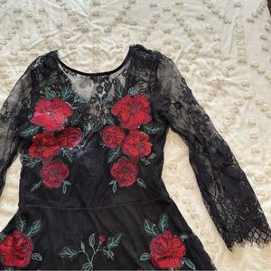 Express Black Dress with Roses